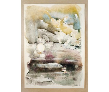 Алесь Мара (Марочкин А.А. 1940 г.р.). "На паверхнi глыбiнi" (бел.). Акварель, 2021 год (артикул №1741) - фото №1