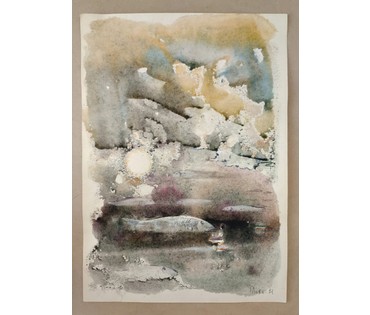 Алесь Мара (Марочкин А.А. 1940 г.р.). "На паверхнi глыбiнi" (бел.). Акварель, 2021 год (артикул №1741) - фото №2