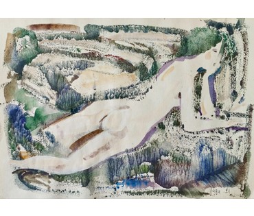 Алесь Мара (Марочкин А.А. 1940 г.р.). "Адпачывае" (бел.). Акварель, 2021 год (артикул №1747) - фото №3