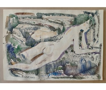 Алесь Мара (Марочкин А.А. 1940 г.р.). "Адпачывае" (бел.). Акварель, 2021 год (артикул №1747) - фото №2
