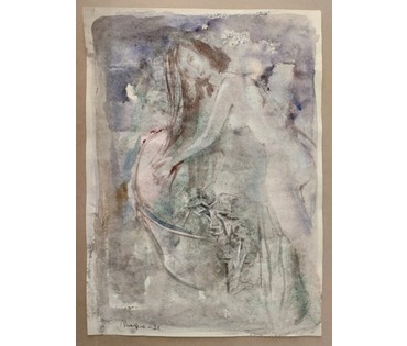 Алесь Мара (Марочкин А.А. 1940 г.р.). Акварель/смешанная техника, 2021 год (артикул №1757) - фото №2