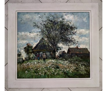 КАТАЛОЖНАЯ РАБОТА Исаенок Н.И. "Хутар" (бел.), 2008 год; 46х50 см без учета рамы (артикул №1760) - фото №2