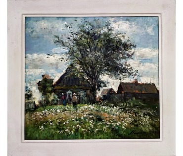 КАТАЛОЖНАЯ РАБОТА Исаенок Н.И. "Хутар" (бел.), 2008 год; 46х50 см без учета рамы (артикул №1760) - фото №1