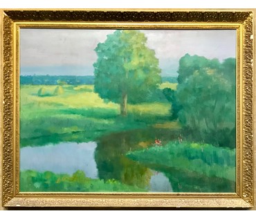 1м 25 см/95 см Иван Рей (I.Рэй). Пейзаж "Река Свислочь" (артикул №1777) - фото №5