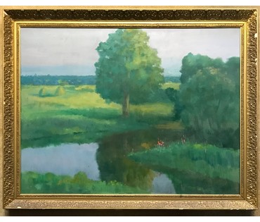 1м 25 см/95 см Иван Рей (I.Рэй). Пейзаж "Река Свислочь" (артикул №1777) - фото №7
