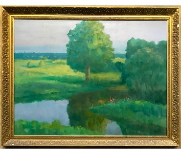 1м 25 см/95 см Иван Рей (I.Рэй). Пейзаж "Река Свислочь" (артикул №1777) - фото №8