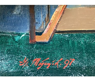 Товстик В.А. "Звуки арфы", 1997 год. Холст, масло. Размер 100х90 см. (артикул №1789) - фото №4