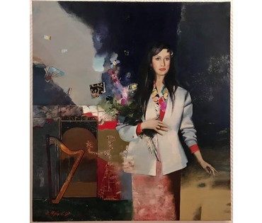 Товстик В.А. "Звуки арфы", 1997 год. Холст, масло. Размер 100х90 см. (артикул №1789) - фото №1