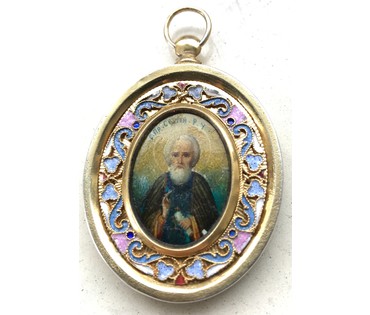 Сергий Радонежский (84), эмали. Размеры 5/4 см. Россия, XIX век (артикул №1795) - фото №4