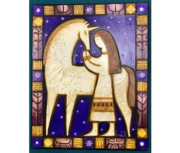 Сильванович А.Н. "Дзяўчынка i адзiнарог"; 50/40 см (артикул №1798) - фото №6