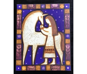 Сильванович А.Н. "Дзяўчынка i адзiнарог"; 50/40 см (артикул №1798) - фото №8