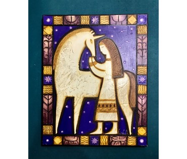 Сильванович А.Н. "Дзяўчынка i адзiнарог"; 50/40 см (артикул №1798) - фото №2