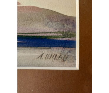 Щемелев Л.Д. Акварель, 1968 г. 46/39,5 см с рамой и паспарту (артикул №1805) - фото №2