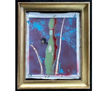 Селещук Н.М. "Пейзаж с портретом", 1990 г. Холст, масло. Размер с рамой 61,5х70 см. (артикул № 1820) - фото №6
