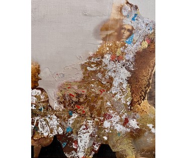 Селещук Н.М. "Соседки", 1995 г. Холст,масло. Размер с рамой 50х50 см. (артикул №1821) - фото №2
