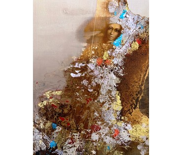 Селещук Н.М. "Соседки", 1995 г. Холст,масло. Размер с рамой 50х50 см. (артикул №1821) - фото №6