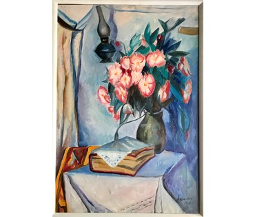 Щемелев Л.Д. Каталожная работа "Свежыя кветкі", 1968 год. Холст, масло. Размер 83х120 см. №1832