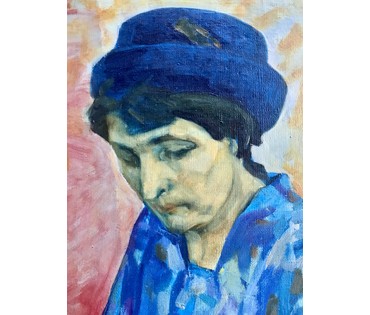Красовский Е.К "Портрет жены"; 52/52 см; в родной раме 54,5/54,5 см (артикул №1783) - фото №5