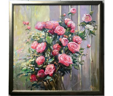 Бубашкина Э.В. 1967 г.р. "Цветы таинственного сада"; 80/80 см (артикул №1797) - фото №1