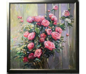 Бубашкина Э.В. 1967 г.р. "Цветы таинственного сада"; 80/80 см (артикул №1797) - фото №6