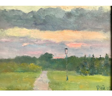 Иван Рей (I.Рэй). Пейзаж с фонарем, 1982 год; 58,5/41 см без рамы (артикул №1823) - фото №3