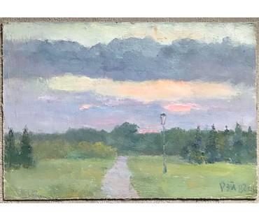 Иван Рей (I.Рэй). Пейзаж с фонарем, 1982 год; 58,5/41 см без рамы (артикул №1823) - фото №6