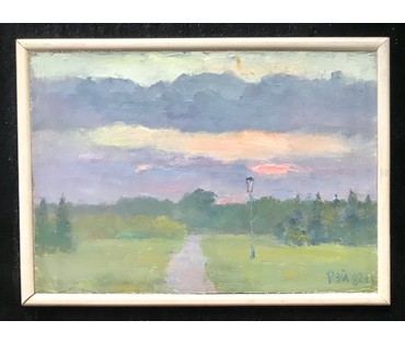 Иван Рей (I.Рэй). Пейзаж с фонарем, 1982 год; 58,5/41 см без рамы (артикул №1823) - фото №1