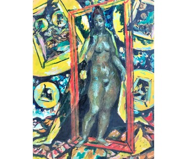 Кищенко А.М. - Народный художник БССР. "Ню", ДВП, масло. Размер с рамой 81х101 см. (артикул №1836) - фото №7