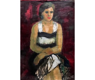 Рей И.П Портрет,1972г. Бумага, масло. Размер 72х48 см. С рамой 92х70 см. (артикул №1850) - фото №2