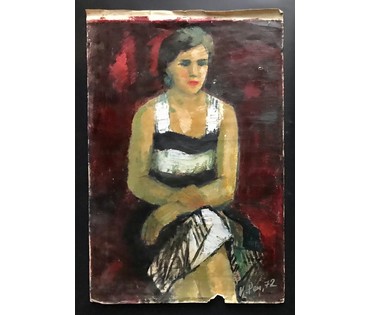 Рей И.П Портрет,1972г. Бумага, масло. Размер 72х48 см. С рамой 92х70 см. (артикул №1850) - фото №3
