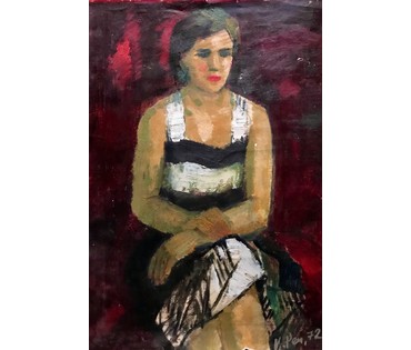 Рей И.П Портрет,1972г. Бумага, масло. Размер 72х48 см. С рамой 92х70 см. (артикул №1850) - фото №4