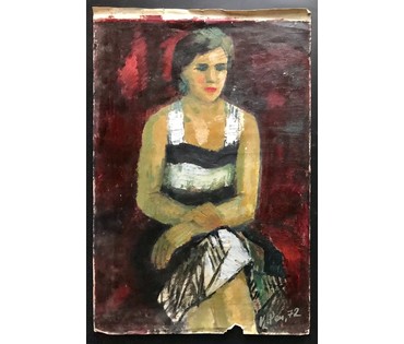 Рей И.П Портрет,1972г. Бумага, масло. Размер 72х48 см. С рамой 92х70 см. (артикул №1850) - фото №5