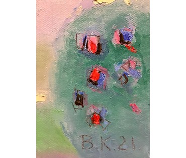 Костюченко В.К. "Пейзаж с воздушным шаром", 2021 год; 40/50 см (артикул №1853) - фото №3