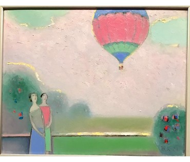 Костюченко В.К. "Пейзаж с воздушным шаром", 2021 год; 40/50 см (артикул №1853) - фото №4