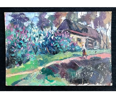 Звонков И.Г. "Пейзаж ", картон, масло. Размер без рамы 34,5/49,5 см. (артикул №1875) - фото №2