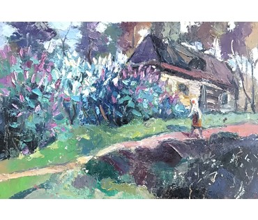 Звонков И.Г. "Пейзаж ", картон, масло. Размер без рамы 34,5/49,5 см. (артикул №1875) - фото №4