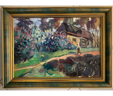 Звонков И.Г. "Пейзаж ", картон, масло. Размер без рамы 34,5/49,5 см. (артикул №1875) - фото №1