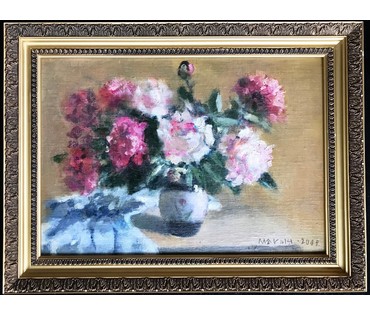 Исаёнок Мария Ивановна. " Пивоны ". 2002г. 40х60см. № 1891 (артикул №1891) - фото №1