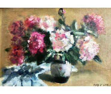 Исаёнок Мария Ивановна. " Пивоны ". 2002г. 40х60см. № 1891 (артикул №1891) - фото №2
