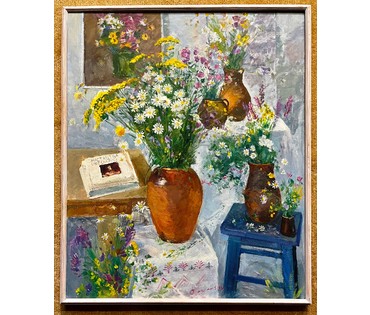 Шарипо П.П. "Жнівеньскія кветкі" 2003г. Холст, масло. Размер 75х90 см. (артикул № 2011) - фото №1