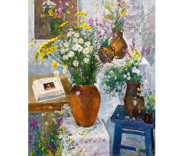 Шарипо П.П. "Жнівеньскія кветкі" 2003г. Холст, масло. Размер 75х90 см. (артикул № 2011) - фото №3