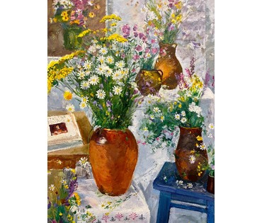 Шарипо П.П. "Жнівеньскія кветкі" 2003г. Холст, масло. Размер 75х90 см. (артикул № 2011) - фото №4