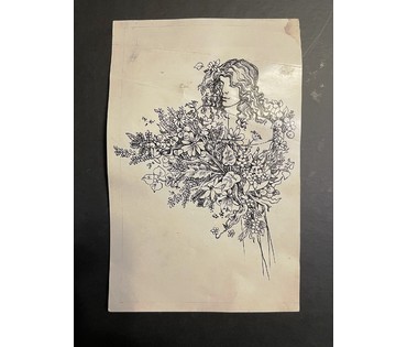 Селещук Н.М. "Слухаю сэрца" 1976г. Тушь. Размер 17,5х11,5 см. (артикул № 2014) - фото №1