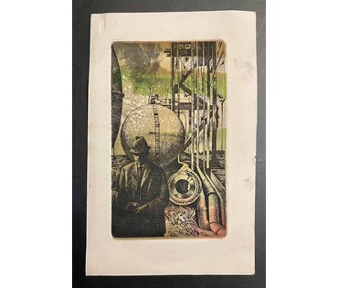 Селещук Н.М. "У пошуку",1975г. Тушь,акварель,белила. Размер 16х9 см. (артикул № 2019) - фото №1