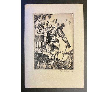 Селещук Н.М. Каталожный экслибрис." З кніг пана Віктара Круглянскага" 1977г. Офорт, акватинта. Размер 12,5х8,7 см. (артикул № 2027) - фото №1