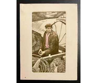 Селещук Н.М. "Працоўныя будні" 1975г. Тушь,акварель. Размер 16х9 см. № 2048 (артикул №2048) - фото №1
