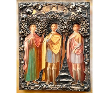 Мученик Прокопий, Иоанн-Воин, Мученик Трифон. Подписная,1867г. (84) размер 14х18 см. № 2104 (артикул №2104) - фото №1