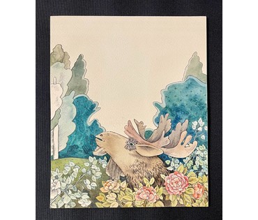 Селещук Н.М "Лось",1978г. Акварель, размер 21,5х24,5 см. (артикул № 2139) - фото №2