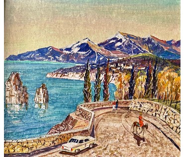 Толкач А.И "Ялта". Картон,масло. Размер 31х28 м. № 2181 (артикул №2181) - фото №3