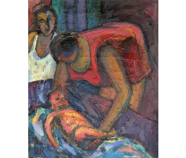 Шварц Радик "Купание красного меня", 1992г. Холст, масло. Размер 60х50 см. № 2206 (артикул №2206) - фото №1
